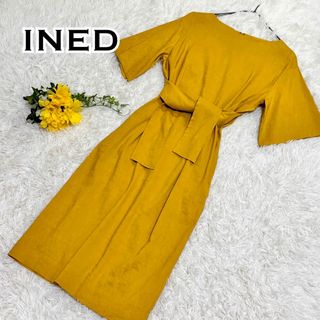 INED - 美品☆ INED イネド リネンワンピース ひざ丈ワンピース 麻 リボン