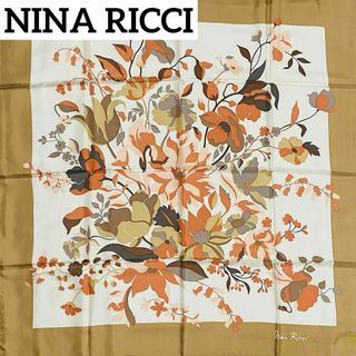 ニナリッチ(NINA RICCI)の★NINA RICCI★ スカーフ 大判 花柄 シルク ブラウン(バンダナ/スカーフ)