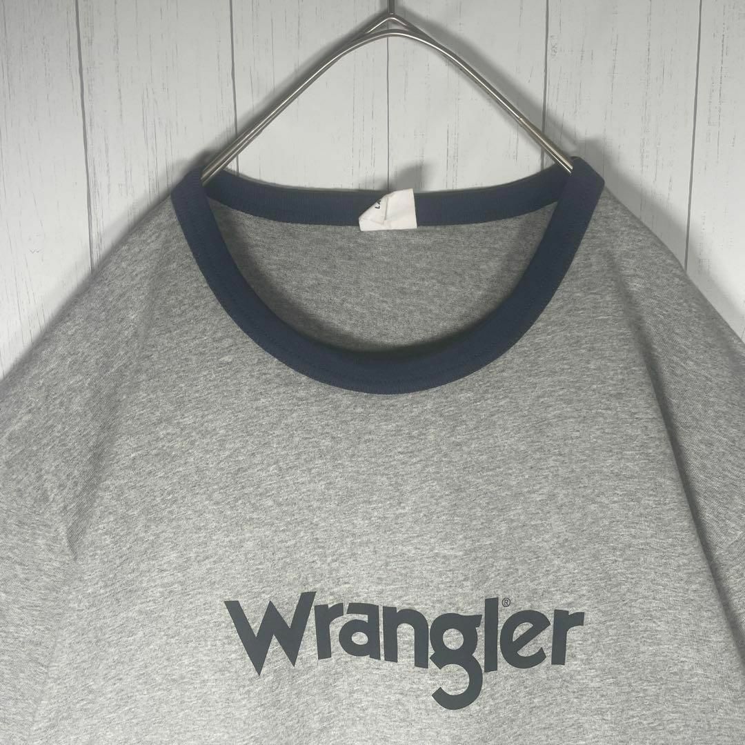 Wrangler(ラングラー)の[古着]ラングラー　半袖　リンガーTシャツ　プリント　アメカジ　グレー　ネイビー メンズのトップス(Tシャツ/カットソー(半袖/袖なし))の商品写真