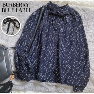 バーバリーブルーレーベル(BURBERRY BLUE LABEL)の【バーバリーブルーレーベル】美品✨ボウタイ ブラウス ドット 水玉 とろみ(シャツ/ブラウス(長袖/七分))