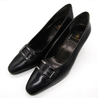 ランバン パンプス プレーントゥ ブランド シューズ 靴 日本製 黒 レディース 24サイズ ブラック LANVIN