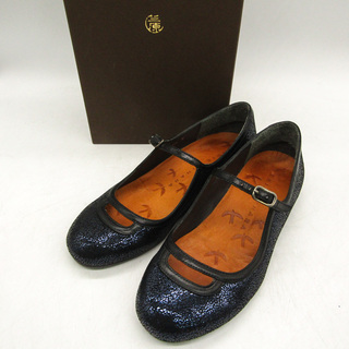 チエミハラ バレエシューズ サブリナシューズ ブランド 靴 スペイン製 黒 レディース 36.5サイズ ネイビー CHIE MIHARA(バレエシューズ)