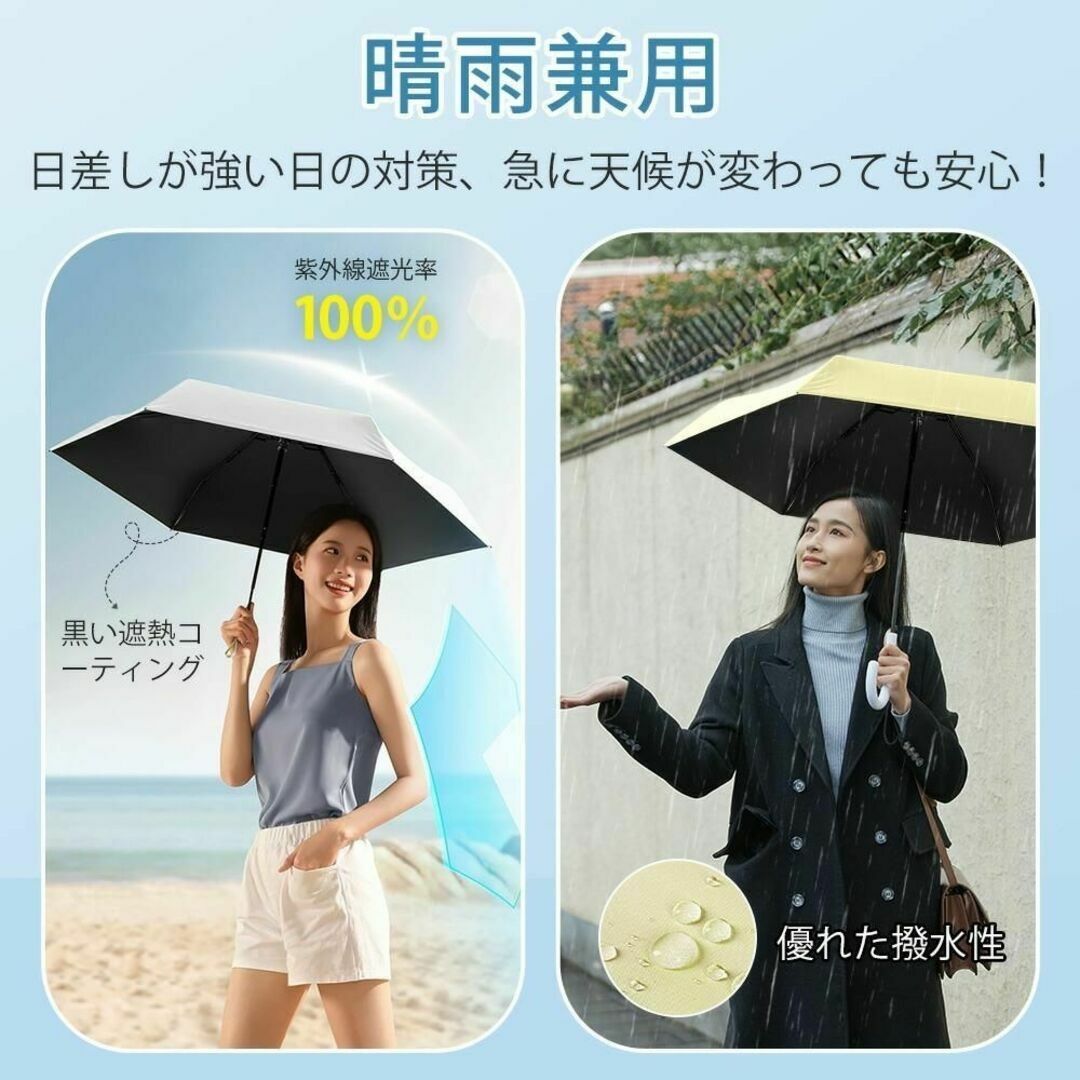【UVカット】折りたたみ傘 晴雨兼用傘 日傘 メンズ レディース 紫外線対策 白 レディースのファッション小物(傘)の商品写真