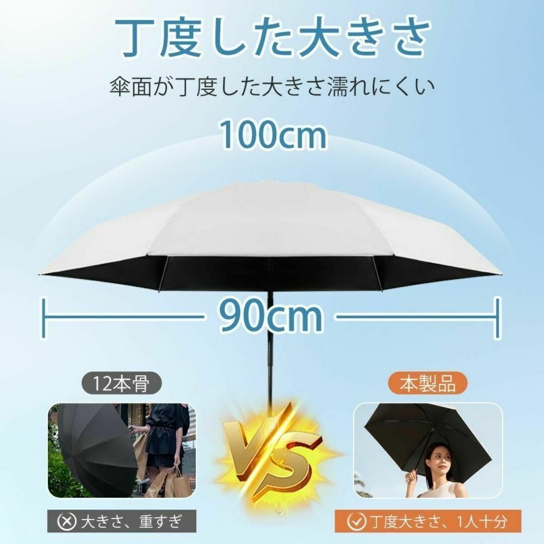 【UVカット】折りたたみ傘 晴雨兼用傘 日傘 メンズ レディース 紫外線対策 白 レディースのファッション小物(傘)の商品写真