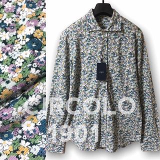 チルコロイチキューゼロイチ(CIRCOLO 1901)の新品 CIRCOLO 1901 花柄 ストレッチ ジャージー 長袖 シャツ XL(シャツ)