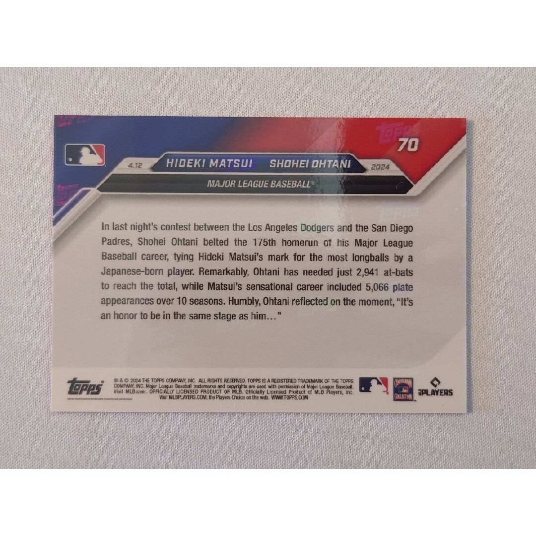Topps - topps now 大谷翔平 松井秀喜 ドジャース #42 MLB 19の Topps - topps now 大谷翔平 松井秀喜 ドジャース #42 MLB 19の