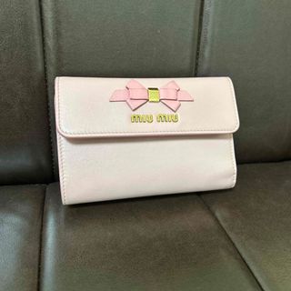 ミュウミュウ　miu miu 財布　折り財布　ピンク　リボン　バイカラー