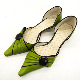 チアキカタギリ パンプス ポインテッドトゥ ブランド シューズ 靴 日本製 レディース 23サイズ グリーン CHIAKI KATAGIRI(ハイヒール/パンプス)