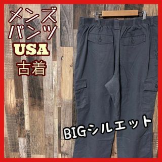 ワーク カーゴ メンズ 無地 グレー 2XL 42 パンツ USA古着 90s(ワークパンツ/カーゴパンツ)