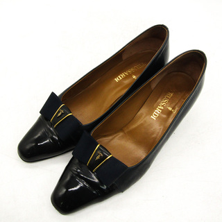 トラサルディ(Trussardi)のトラサルディ パンプス スクエアトゥ ブランド シューズ 靴 日本製 黒 レディース 24サイズ ブラック TRUSSARDI(ハイヒール/パンプス)