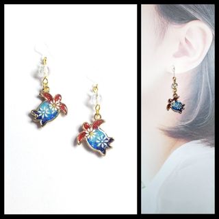 No.1486-D　亀(ホヌ)☆ピアス・イヤリング(ゴールド)(ピアス)