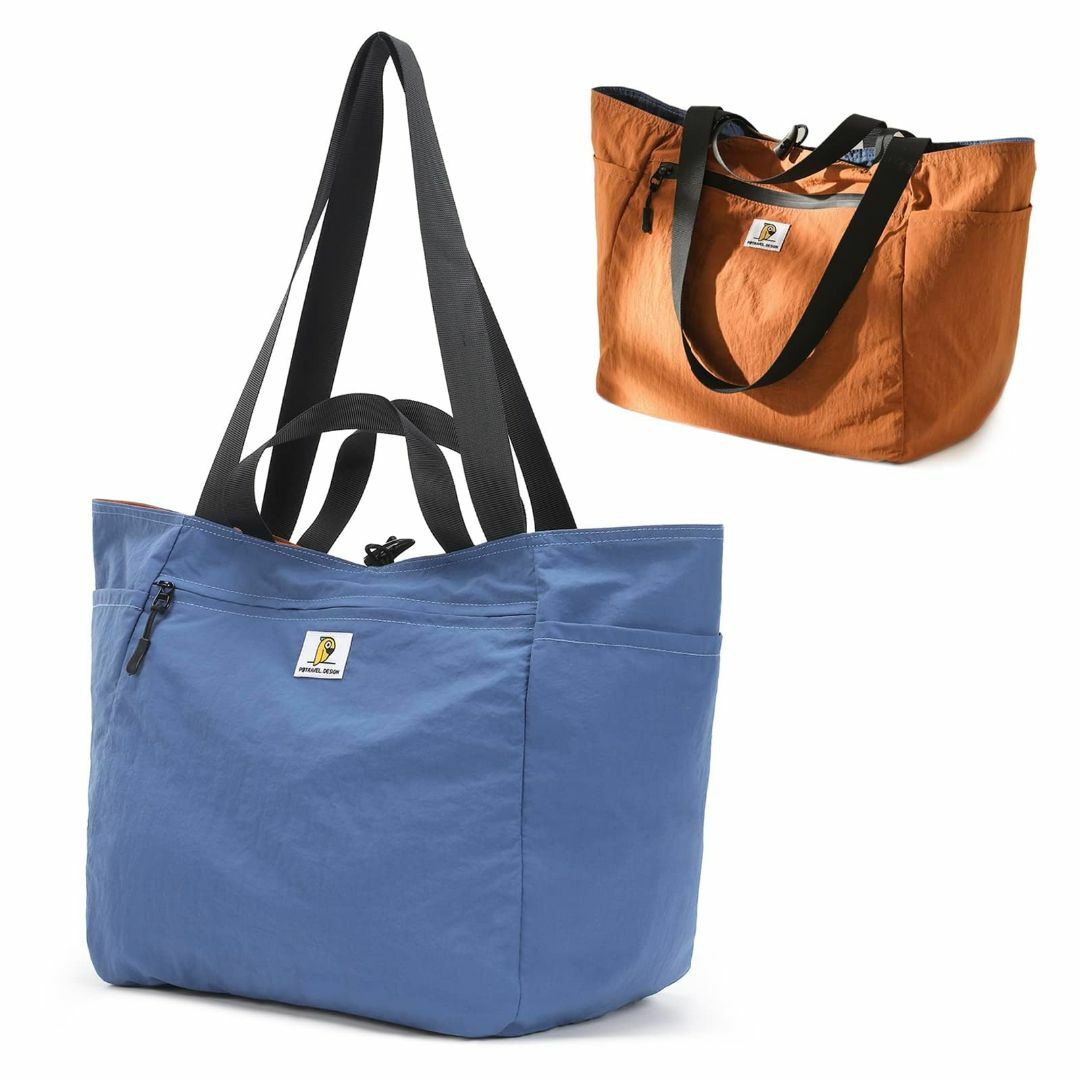 【色: 青+オレンジ】[Scandihome] トートバッグ 大容量 撥水ナイロ レディースのバッグ(その他)の商品写真