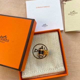 エルメス(Hermes)のHERMES オランプ イヤーカフ 黒 ノワール ノアール ゴールド ピアス(イヤーカフ)