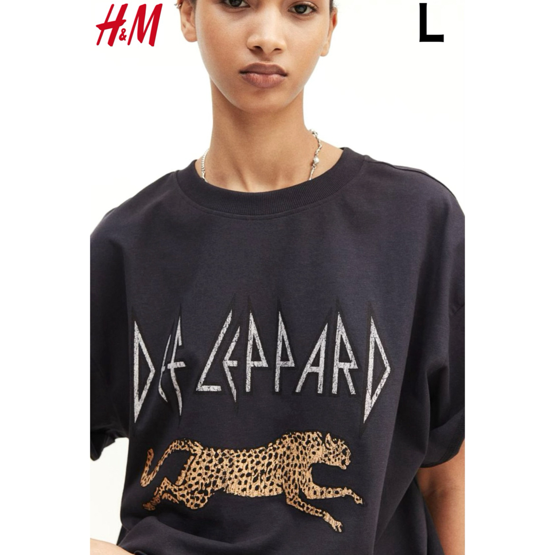 H&M(エイチアンドエム)の新品 H&M レオパード DEF LEPPARD Tシャツ L レディースのトップス(Tシャツ(半袖/袖なし))の商品写真