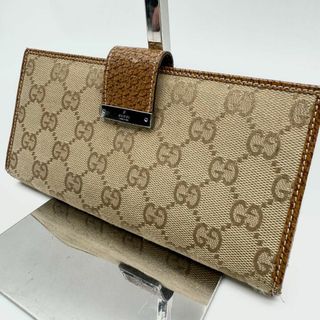 Gucci - 【美品✨】GUCCI グッチ GG柄 レザー キャンバス 長財布 ベージュ