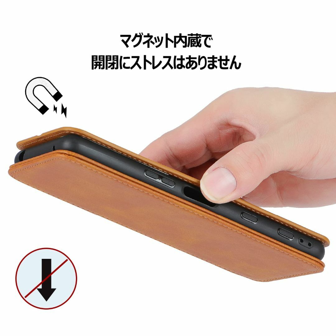 【色:ライトブラウン】らくらくスマートフォン F-52B ケース 手帳型 革 ス スマホ/家電/カメラのスマホアクセサリー(その他)の商品写真