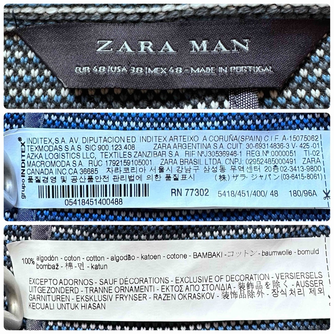 ZARA(ザラ)のZARA ザラマン アンコンジャケット カジュアルジャケット コットン 48 L メンズのジャケット/アウター(テーラードジャケット)の商品写真