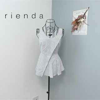 rienda - 最終値下げリエンダ　1度着用　ノースリーブ　ストライプ　トップス　美品