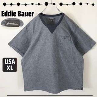 エディーバウアー(Eddie Bauer)のエディーバウアー★ストレッチシャンブレー★プルオーバーシャツ★Vガゼット★XL(シャツ)