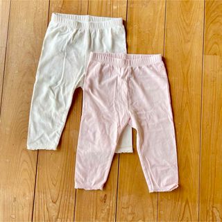 ベビーギャップ(babyGAP)のbabyGAP レギンス 2枚セット 女の子 白 ピンク ベビー服 70(パンツ)