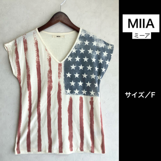 MIIA - MIIA ミーア Tシャツ フリーサイズ  フレンチスリーブ Vネック