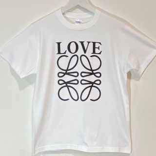 男女兼用　LOVEパロディ Tシャツ（白）(Tシャツ/カットソー(半袖/袖なし))