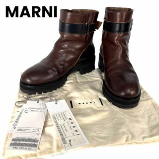 Marni - MARNI エンジニアブーツ ショートブーツ レザー ベルト 厚底 37 24㎝