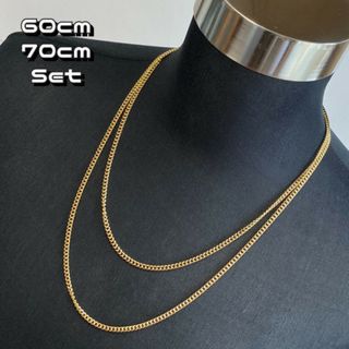 2set ゴールドチェーンネックレス 60cm 70cm 重ね付け アクセサリー