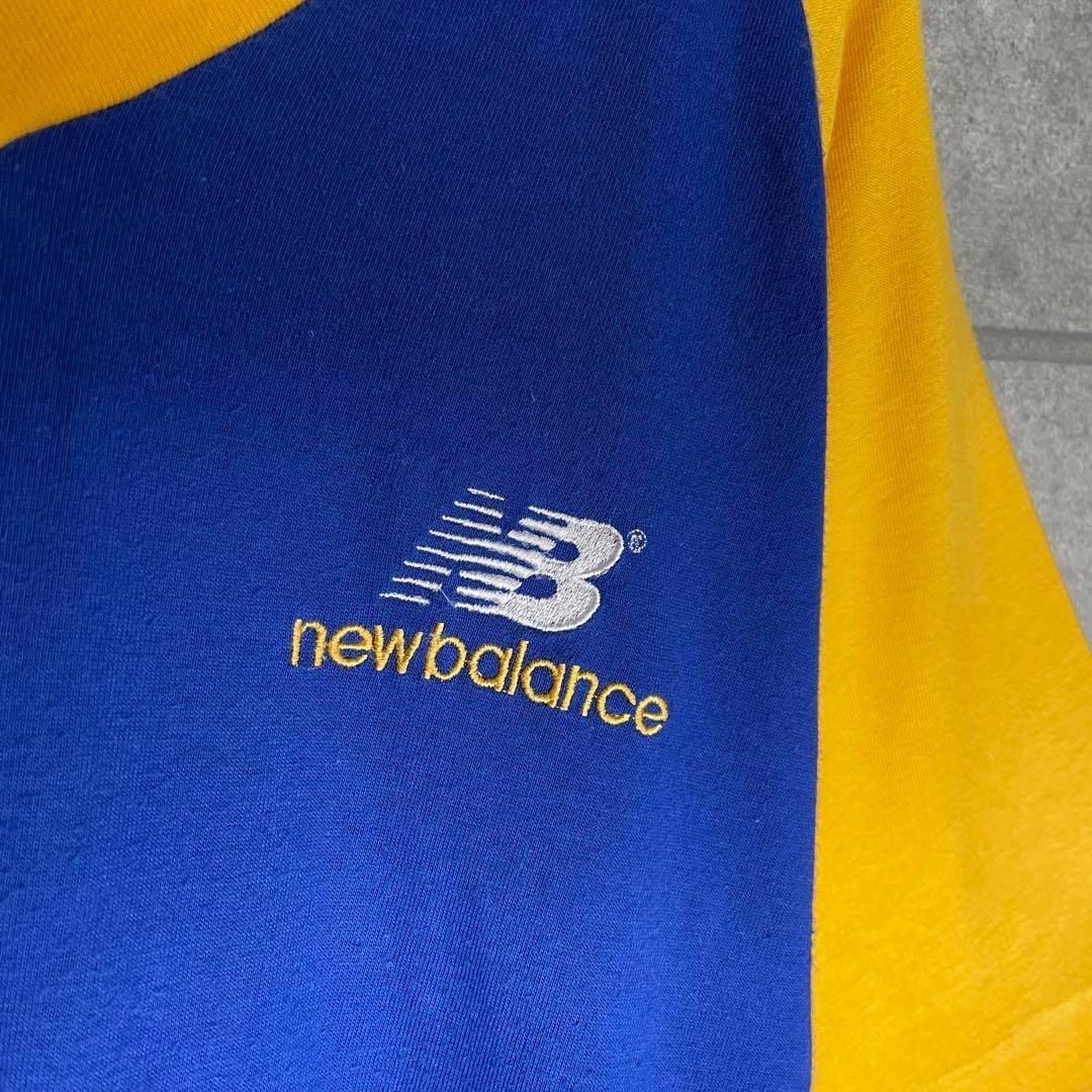 New Balance(ニューバランス)の[古着]ニューバランス　半袖　Tシャツ　ワンポイント刺繍　Ｖネック　ラグラン　青 メンズのトップス(Tシャツ/カットソー(半袖/袖なし))の商品写真