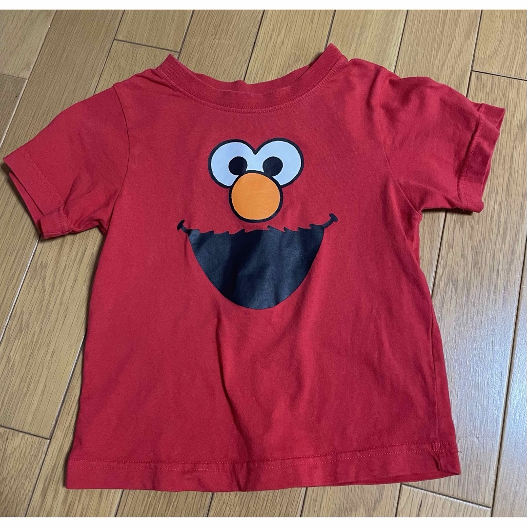 キッズデニムサロペット100cm+エルモTシャツ110cm マリオコーデ キッズ/ベビー/マタニティのキッズ服女の子用(90cm~)(Tシャツ/カットソー)の商品写真