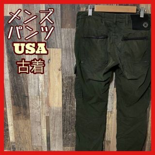 メンズ カーキ ロゴ ワーク カーゴ S パンツ USA古着 90s(ワークパンツ/カーゴパンツ)