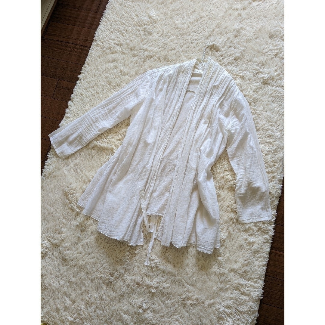 イタリア製　おしゃれブラウスカーディガン　コットン綿オフィス通勤ＯＬリボン羽織り レディースのトップス(カーディガン)の商品写真