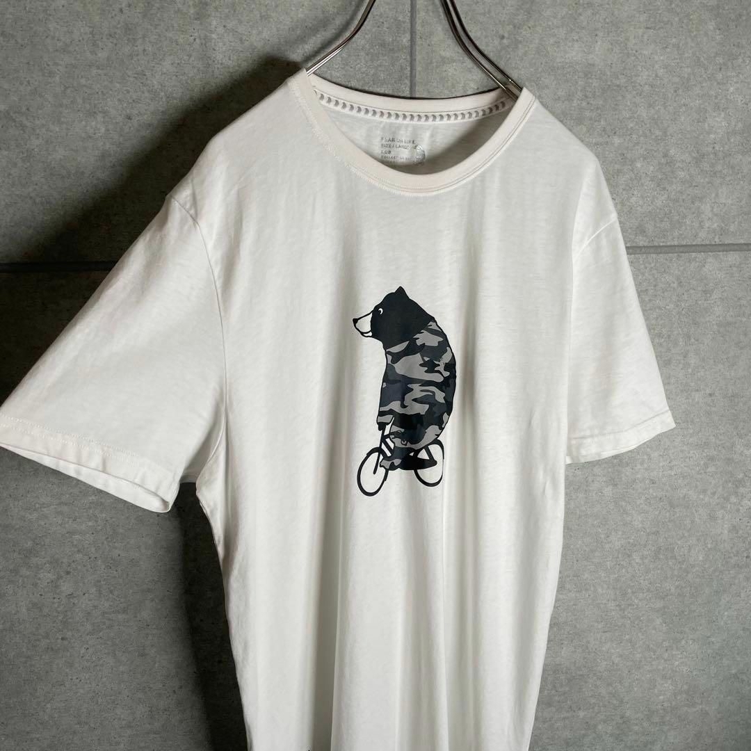 VINTAGE(ヴィンテージ)の[古着]ビンテージ　半袖　Tシャツ　ベアー　アニマル　自転車　迷彩　90s　白 メンズのトップス(Tシャツ/カットソー(半袖/袖なし))の商品写真