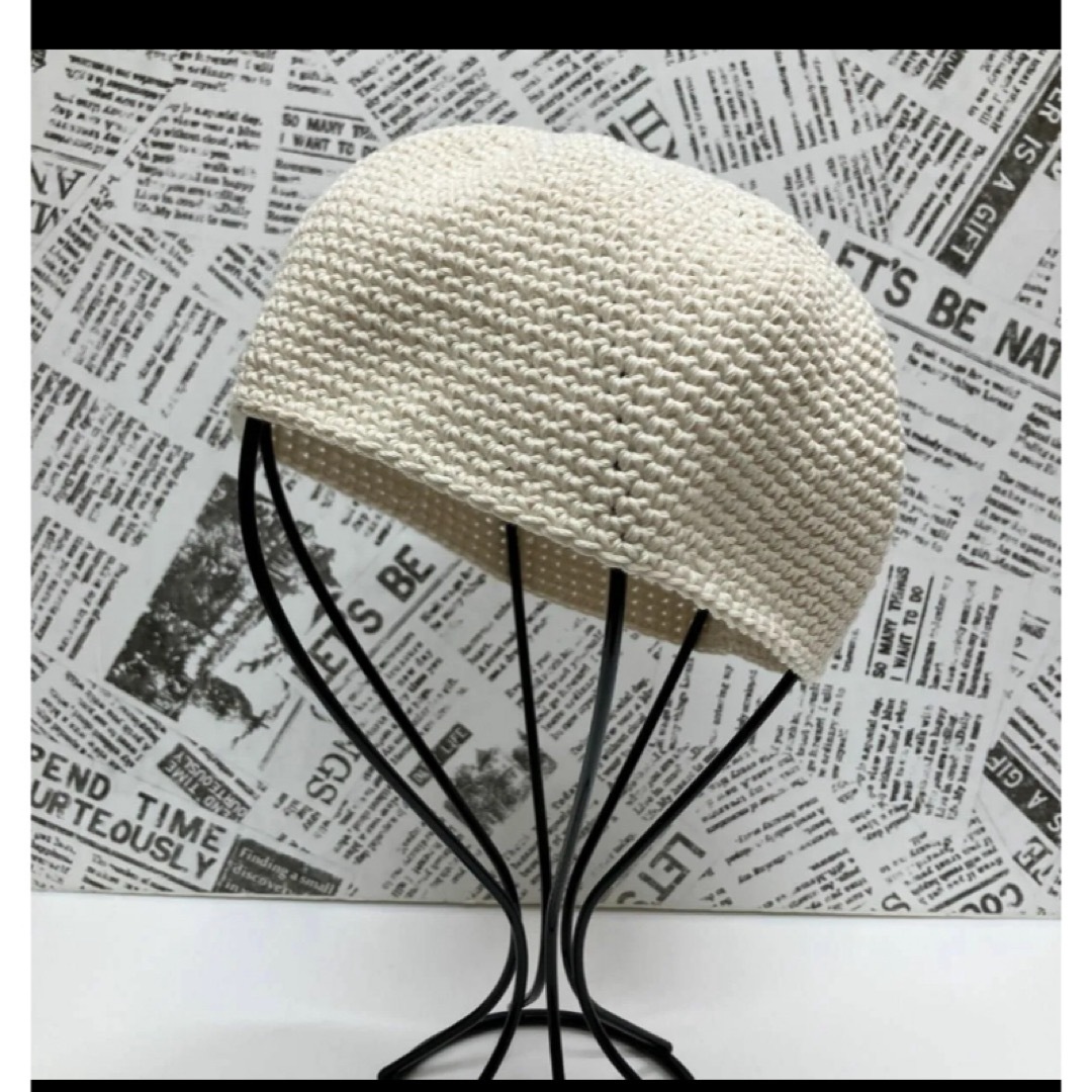 ハンドメイド　細編み　ワッチ　年中使える綿100% メンズの帽子(ニット帽/ビーニー)の商品写真