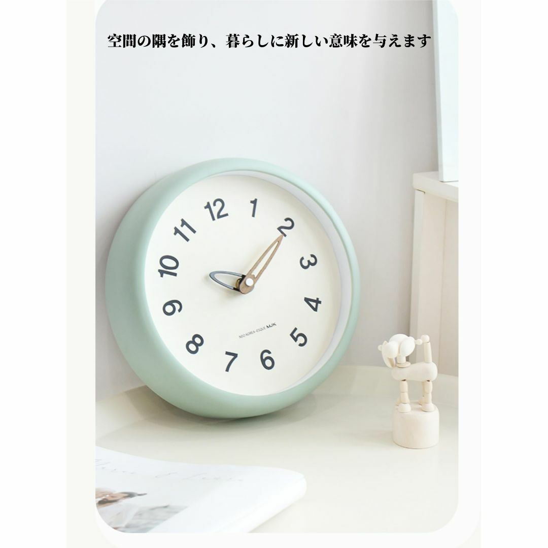 【色:薄い緑色】Danmukeji 壁掛け時計 おしゃれ 人気 北欧 静音 かわ インテリア/住まい/日用品のインテリア小物(置時計)の商品写真
