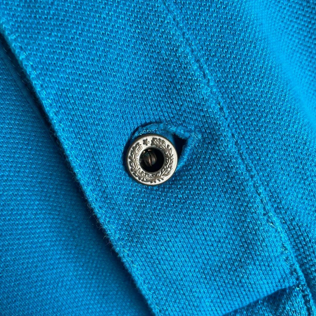 VINTAGE(ヴィンテージ)の[古着]ラルフローレン　半袖　ポロシャツ　国旗　星条旗　刺繍　メタルボタン　青 メンズのトップス(ポロシャツ)の商品写真