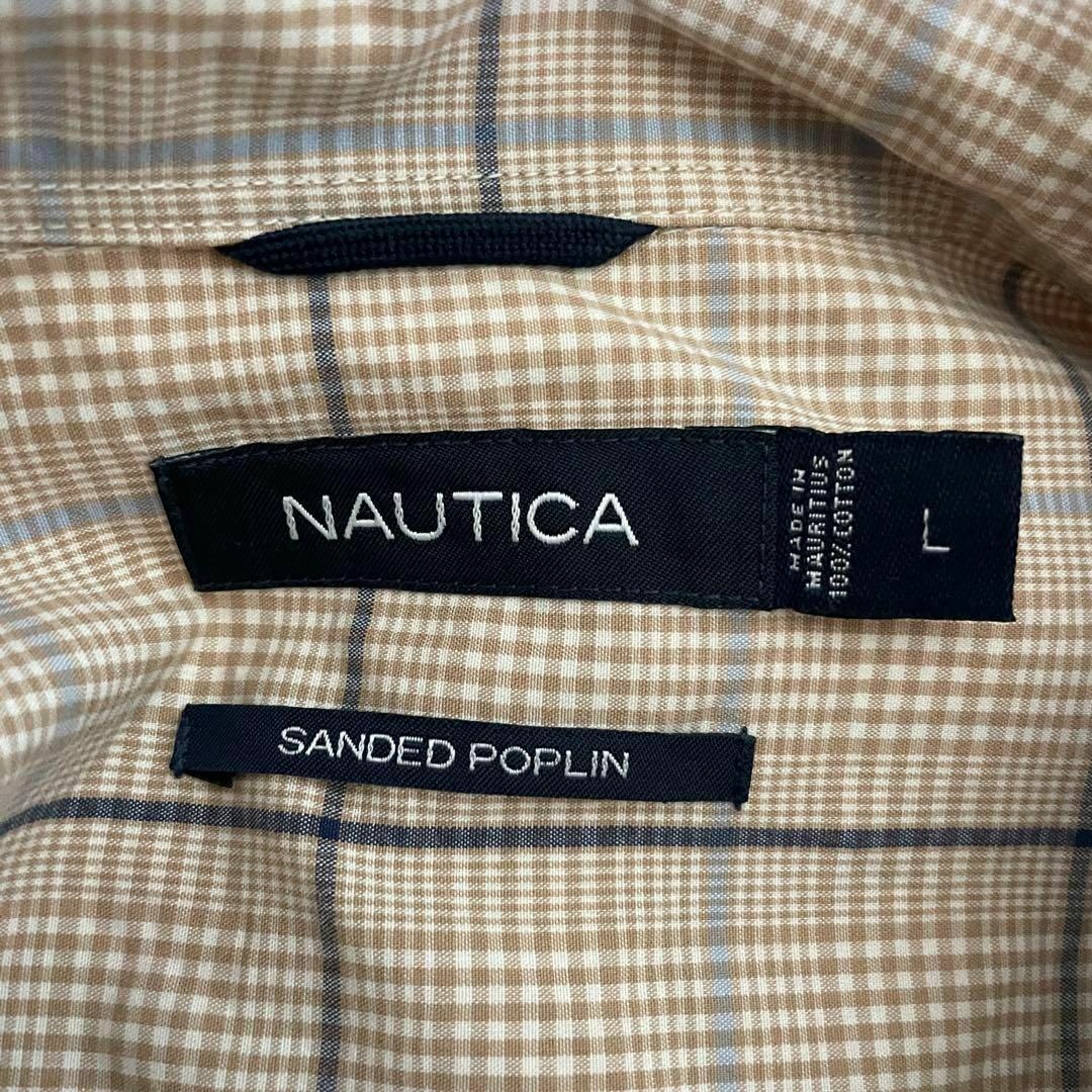 NAUTICA(ノーティカ)の[古着]ノーティカ　長袖　BDシャツ　刺繍　チェック　00s　ベージュ　青 メンズのトップス(シャツ)の商品写真