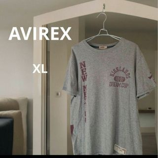 アヴィレックス(AVIREX)のAVIREX　アビレックス　全面ロゴプリントTシャツ　グレー　XLサイズ(Tシャツ/カットソー(半袖/袖なし))