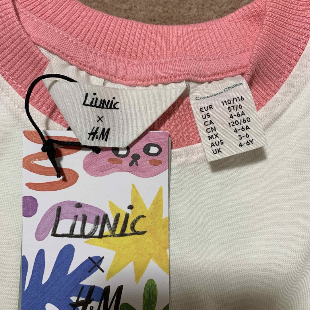 H&M(エイチアンドエム)の未使用　H&M  半袖Tシャツ　 キッズ/ベビー/マタニティのキッズ服女の子用(90cm~)(Tシャツ/カットソー)の商品写真