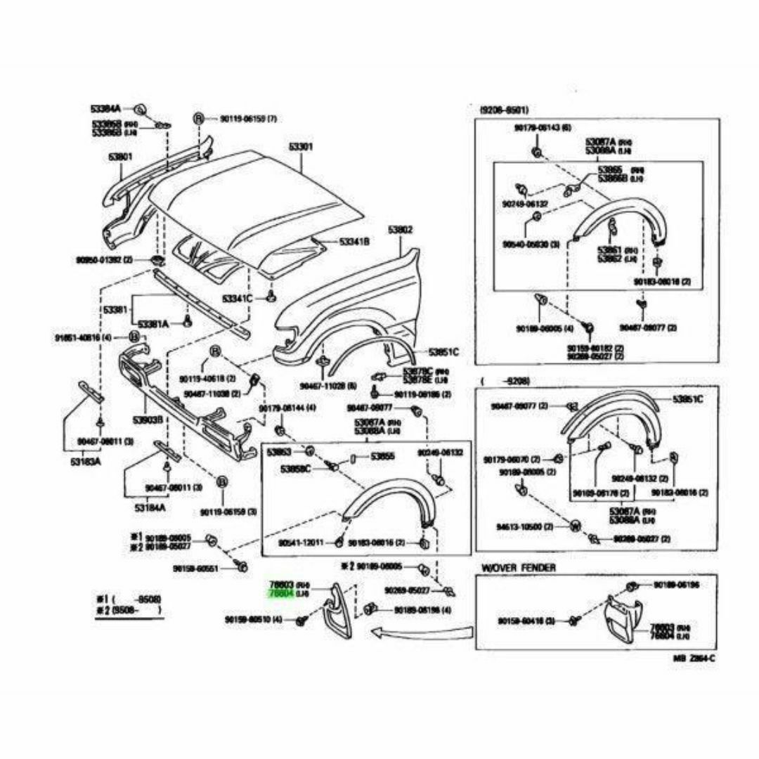 トヨタ(トヨタ)のトヨタ 純正 ランドクルーザー フロントフェンダ マッドガード 左 自動車/バイクの自動車(車種別パーツ)の商品写真