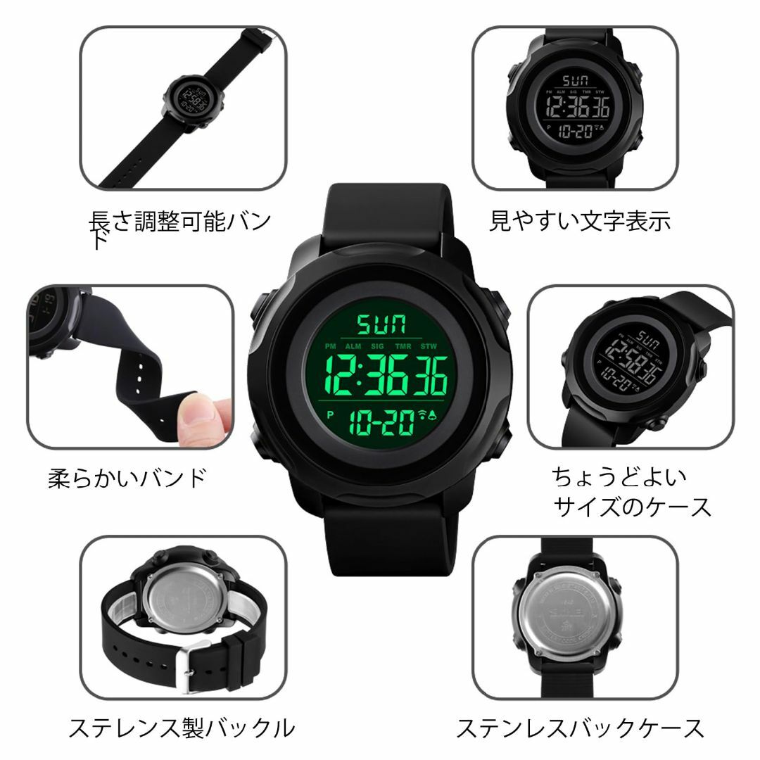 【色:ブラックC】Timever（タイムエバー）デジタル腕時計 防水 メンズ ス メンズの時計(その他)の商品写真