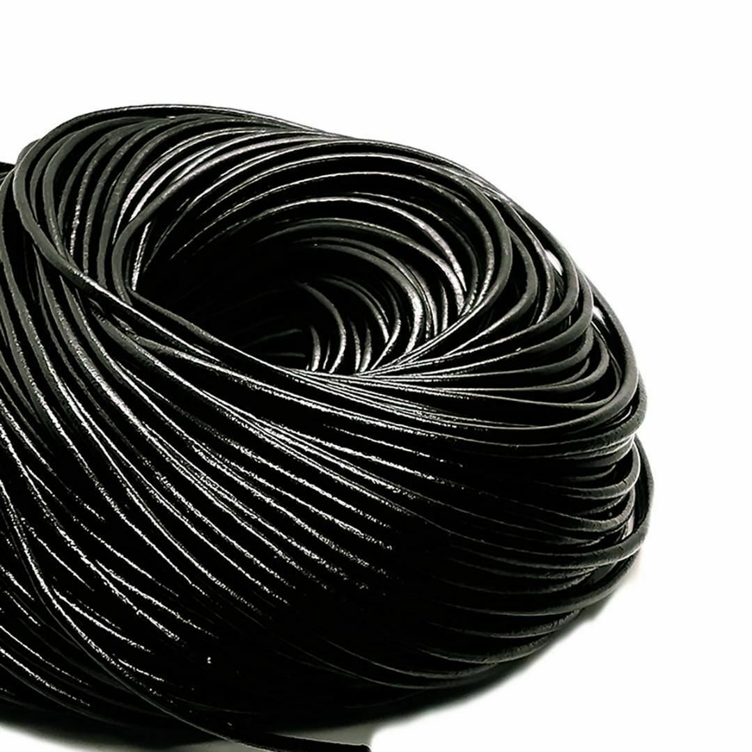 革ひも 3mm （200cm） ブラック 黒 革紐 レザークラフト 定形外 ハンドメイドの素材/材料(各種パーツ)の商品写真