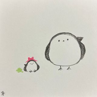 【652】【シマエナガの絵】オリジナル手描きアナログイラスト原画　自作創作作品(アート/写真)