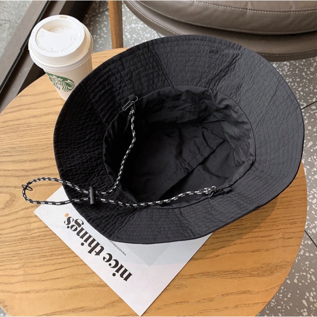 サファリハット バケットハット ブラック 防水  帽子 アウトドア おしゃれ 黒 メンズの帽子(ハット)の商品写真