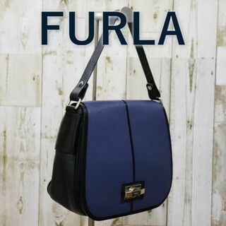 フルラ(Furla)の美品 FURLA フルラ ショルダー ハンド バッグ レザー 2way　ネイビー(ショルダーバッグ)