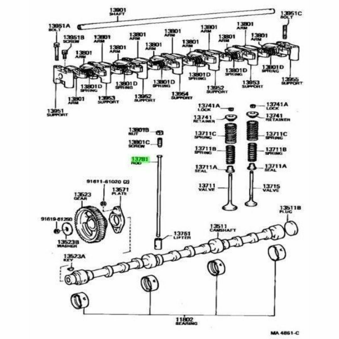 トヨタ(トヨタ)のトヨタ 純正 ランドクルーザー 40 バルブプッシュ ロッド 自動車/バイクの自動車(車種別パーツ)の商品写真