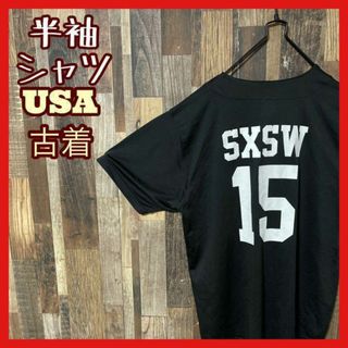 メンズ ブラック ゲームシャツ M メッシュ 背番号 USA古着 半袖(Tシャツ/カットソー(半袖/袖なし))