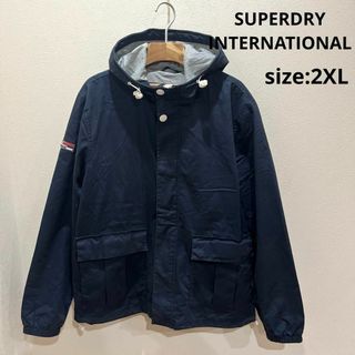 SUPERDRY INTERNATIONAL パーカー ジップ メンズ ネイビー(マウンテンパーカー)