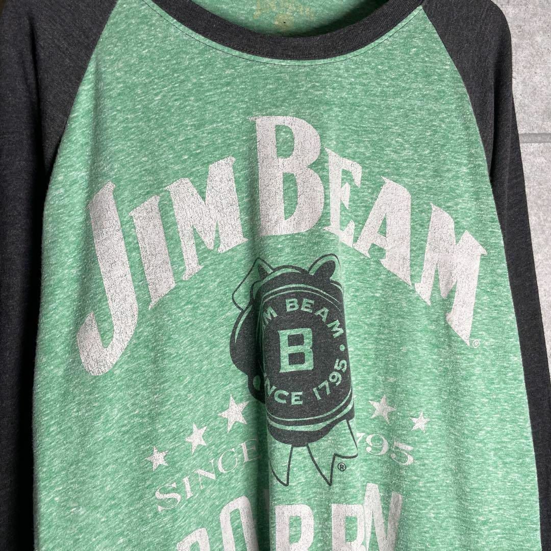 VINTAGE(ヴィンテージ)の[古着]JIM BEAM　長袖　Tシャツ　ウイスキー　ラグラン　プリント　緑　黒 メンズのトップス(Tシャツ/カットソー(七分/長袖))の商品写真