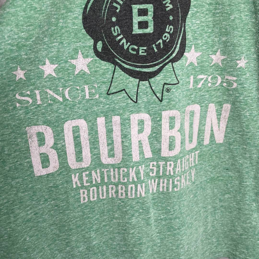 VINTAGE(ヴィンテージ)の[古着]JIM BEAM　長袖　Tシャツ　ウイスキー　ラグラン　プリント　緑　黒 メンズのトップス(Tシャツ/カットソー(七分/長袖))の商品写真